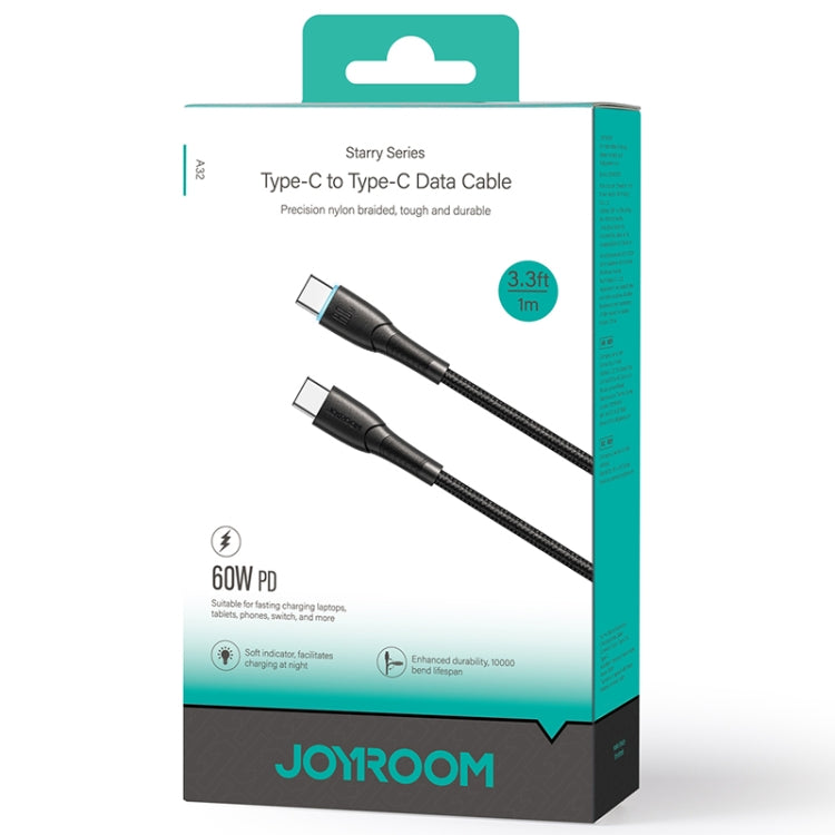 JOYROOM SA32-CC3 Starry Series 60W USB-C / Type-C to USB-C / Type-C Fast Charging Data Cable, Length:1m(Black) - USB-C & Type-C Cable by JOYROOM | Online Shopping UK | buy2fix