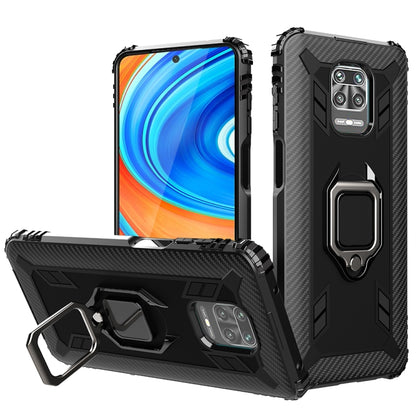 For Xiaomi Redmi 10X 5G Carbon Fiber Protective Case with 360 Degree Rotating Ring Holder(Black) - Xiaomi Cases by buy2fix | Online Shopping UK | buy2fix