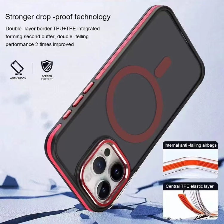 For iPhone 14 Pro Max Two-color Frosted MagSafe Magnetic Phone Case(Black) - iPhone 14 Pro Max Cases by buy2fix | Online Shopping UK | buy2fix