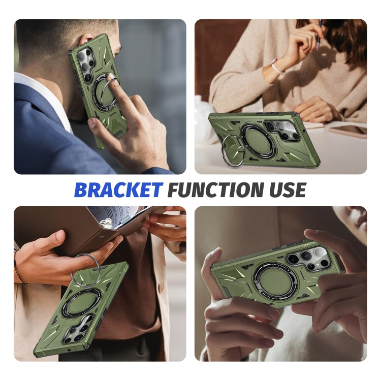 For Samsung Galaxy S23 5G MagSafe Magnetic Shockproof Phone Case with Ring Holder(Dark Green) - Galaxy S23 5G Cases by buy2fix | Online Shopping UK | buy2fix