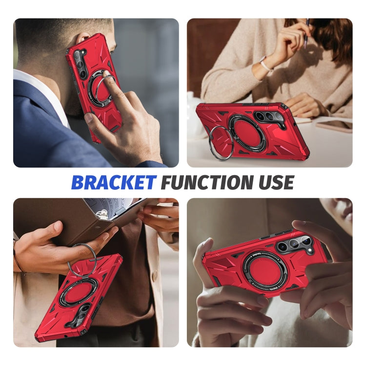 For Samsung Galaxy S24 5G MagSafe Magnetic Shockproof Phone Case with Ring Holder(Red) - Galaxy S24 5G Cases by buy2fix | Online Shopping UK | buy2fix