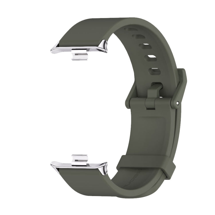 For Xiaomi Smart Band 9 Pro / 8 Pro Mijobs Silicone Breathable Watch Band(Khaki Green+Silver) - Watch Bands by MIJOBS | Online Shopping UK | buy2fix