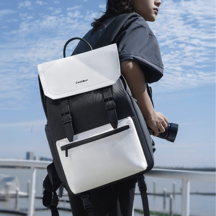 Cwatcun D79 Camera Backpack Multi-Functional Camera  Dual Shoulders Bag, Size:40.5 x 28 x 17.5cm Small(Black White) - Backpack by Cwatcun | Online Shopping UK | buy2fix