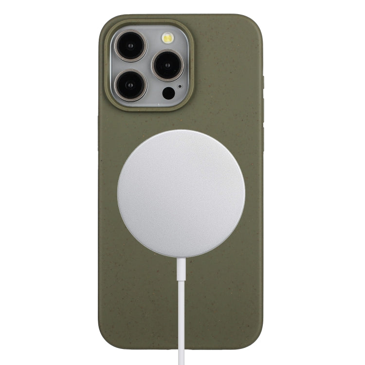 For iPhone 15 Pro Wheat MagSafe Magnetic Straw Material + TPU Phone Case(Army Green) - iPhone 15 Pro Cases by buy2fix | Online Shopping UK | buy2fix