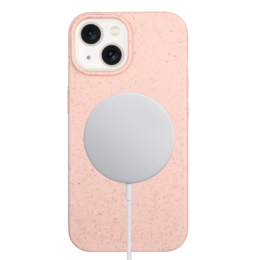 For iPhone 15 Plus Wheat MagSafe Magnetic Straw Material + TPU Phone Case(Pink) - iPhone 15 Plus Cases by buy2fix | Online Shopping UK | buy2fix