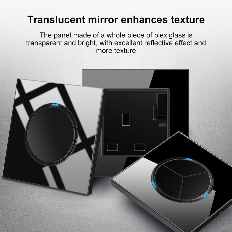 86mm Round LED Tempered Glass Switch Panel, Black Round Glass, Style:One Open Dual Control - Switch by buy2fix | Online Shopping UK | buy2fix