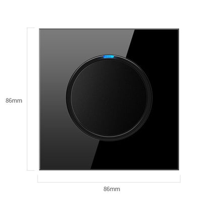 86mm Round LED Tempered Glass Switch Panel, Black Round Glass, Style:Dual Computer Socket - Switch by buy2fix | Online Shopping UK | buy2fix