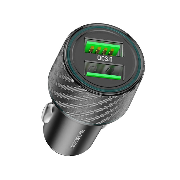 BOROFONE BZ21A Brilliant QC3.0 Dual USB Ports Fast Charging Car Charger(Black) - Car Charger by Borofone | Online Shopping UK | buy2fix