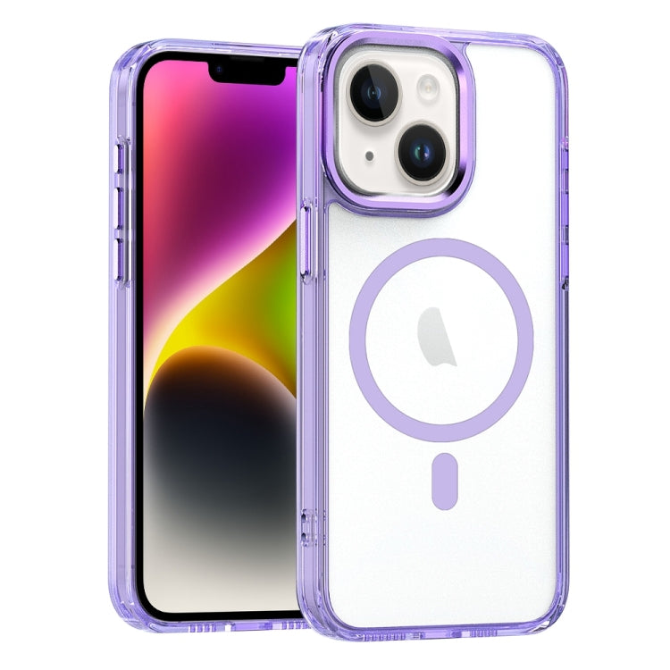For iPhone 14 Plus MagSafe Magnetic Clear Phone Case(Purple) - iPhone 14 Plus Cases by buy2fix | Online Shopping UK | buy2fix
