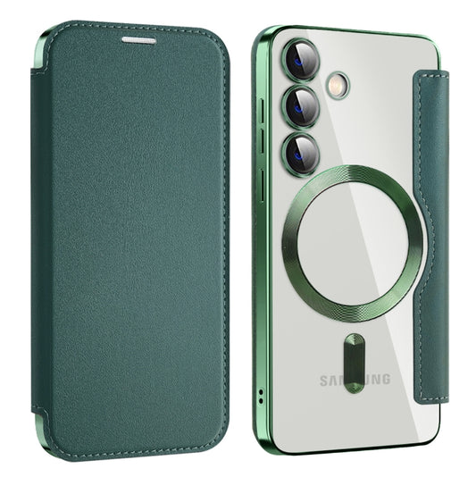 For Samsung Galaxy S24 5G MagSafe Magnetic RFID Anti-theft Leather Phone Case(Dark Green) - Galaxy S24 5G Cases by buy2fix | Online Shopping UK | buy2fix