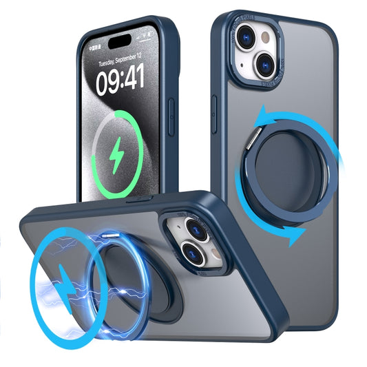 For iPhone 15 360-degree Rotating MagSafe Magnetic Holder Phone Case(Navy Blue) - iPhone 15 Cases by buy2fix | Online Shopping UK | buy2fix