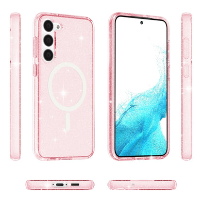 For Samsung Galaxy S24 5G Terminator Style Glitter Powder MagSafe Magnetic Phone Case(Pink) - Galaxy S24 5G Cases by buy2fix | Online Shopping UK | buy2fix