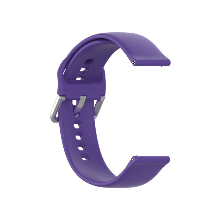 For Xiaomi Haylou Solar LS05 Silicone Solid Color Silver Buckle Watch Band, Size: 22mm(Purple) - Smart Wear by buy2fix | Online Shopping UK | buy2fix