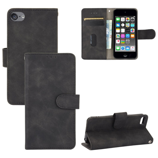 For iPod Touch 6 & 5 Solid Color Skin Feel Magnetic Buckle Horizontal Flip Calf Texture PU Leather Case with Holder & Card Slots & Wallet(Black) - More iPhone Cases by buy2fix | Online Shopping UK | buy2fix