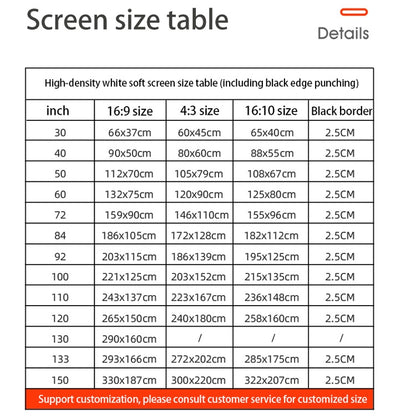 Simple Folding High Density Polyester Projector Film Curtain, Size:84 inch (4:3) Projection Area: 172x128cm - Consumer Electronics by buy2fix | Online Shopping UK | buy2fix
