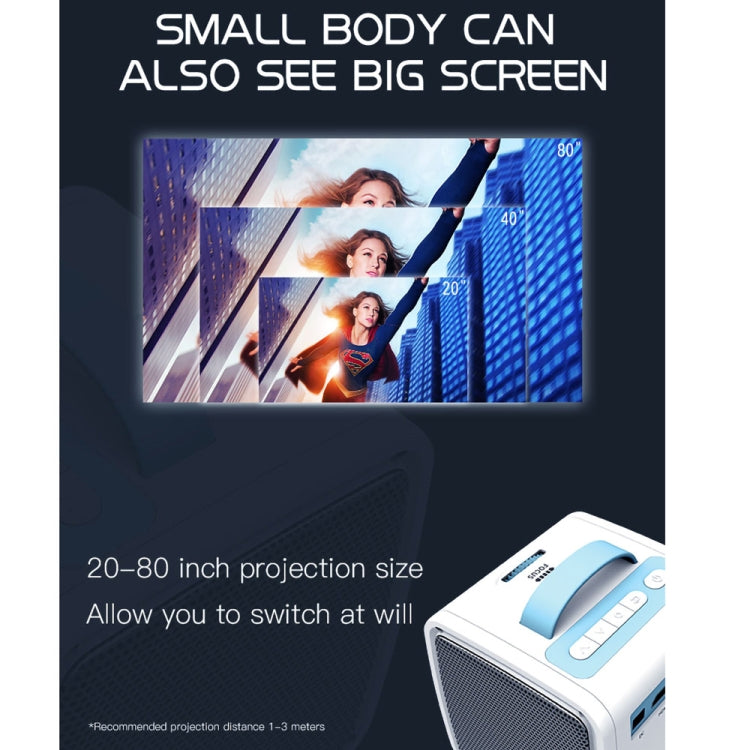 Q2 LED 1080P Mini Portable Projector Children Projector, Plug Type:EU Plug(Blue White) - Consumer Electronics by buy2fix | Online Shopping UK | buy2fix