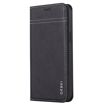 For iPhone 12 mini GEBEI Top-grain Leather Horizontal Flip Protective Case with Holder & Card Slots (Black) - iPhone 12 mini Cases by GEBEI | Online Shopping UK | buy2fix