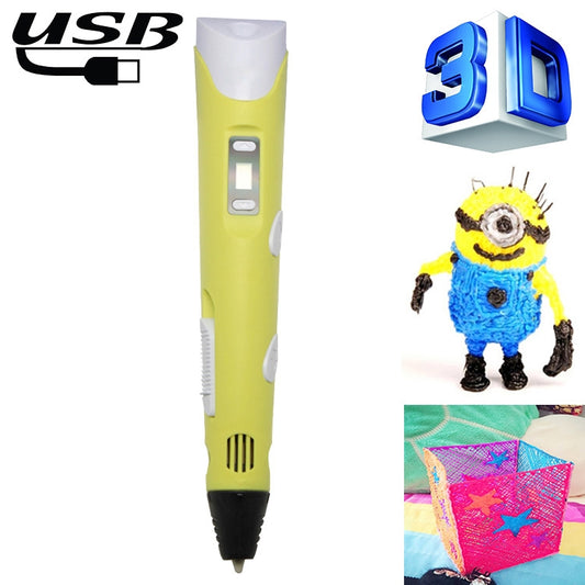 Hand-held 3D Printing Pen, USB Plug(Yellow) - Consumer Electronics by buy2fix | Online Shopping UK | buy2fix