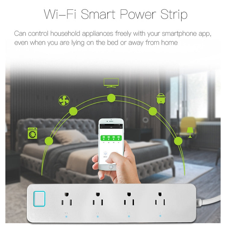 10A Home Smart WiFi Power Strip Surge Protector 4 Outlet Wireless Power Extension Socket, Support APP Operation & Timing Switch, US Plug - Consumer Electronics by buy2fix | Online Shopping UK | buy2fix