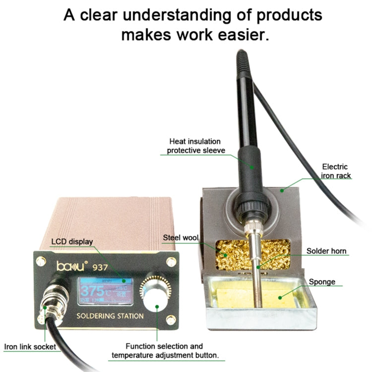 BAKU BA-937 LCD Digital Display Soldering Iron Welding Station Set, US Plug - Soldering Iron Set by BAKU | Online Shopping UK | buy2fix