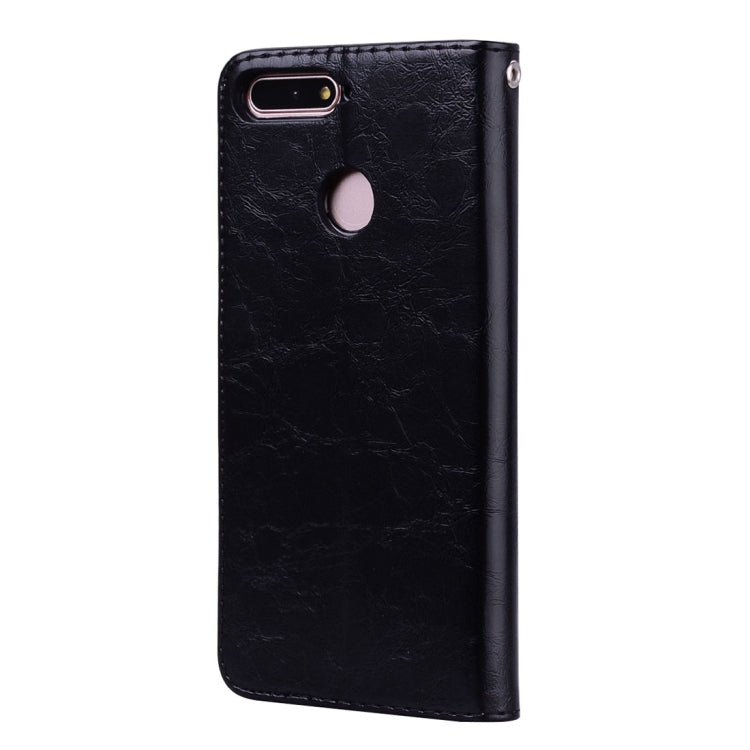 Business Style Oil Wax Texture Horizontal Flip Leather Case for Huawei Honor 7A (with fingerprint hole), with Holder & Card Slots & Wallet(Black) - Honor Cases by buy2fix | Online Shopping UK | buy2fix