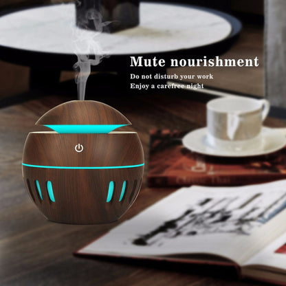 Wood Grain USB Hollowed-out Humidifier Seven Color Aromatherapy Lamp Automatic Alcohol Sprayer with Remote Control(White-2) - Home & Garden by buy2fix | Online Shopping UK | buy2fix