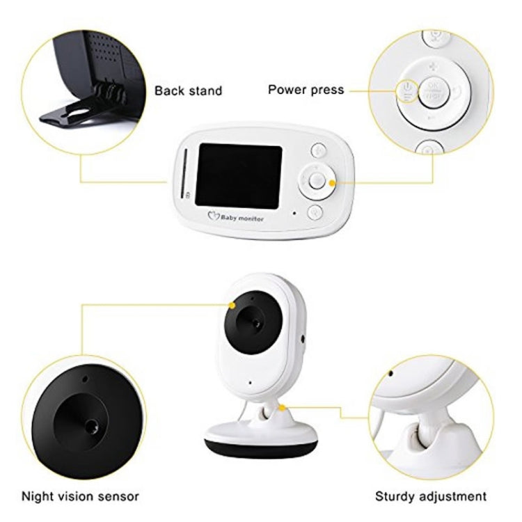 BM-SP820 2.4 inch LCD 2.4GHz Wireless Surveillance Camera Baby Monitor with 7-IR LED Night Vision, Two Way Voice Talk(White) - Security by buy2fix | Online Shopping UK | buy2fix