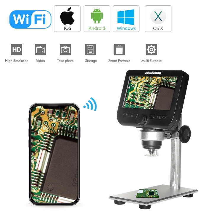 inskam317 1080P 4.3 inch LCD Screen WiFi HD Digital Microscope, Metal Bracket - Digital Microscope by buy2fix | Online Shopping UK | buy2fix