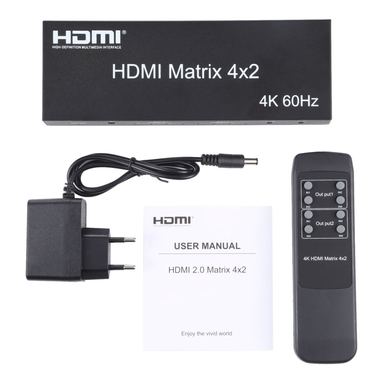 HDMI 4x2 Matrix Switcher / Splitter with Remote Controller, Support ARC / MHL / 4Kx2K / 3D, 4 Ports HDMI Input, 2 Ports HDMI Output -  by buy2fix | Online Shopping UK | buy2fix