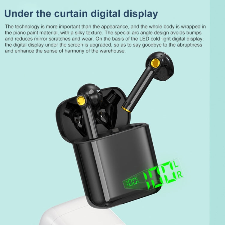 F730 TWS IPX4 Waterproof Digital Display Half in-ear Bluetooth Earphone (Black) - TWS Earphone by buy2fix | Online Shopping UK | buy2fix