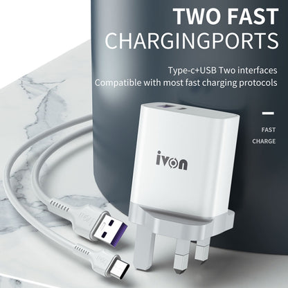 IVON AD52 18W USB-C / Type-C + USB Dual Port PD Fast Charge(EU Plug) - Apple Accessories by IVON | Online Shopping UK | buy2fix