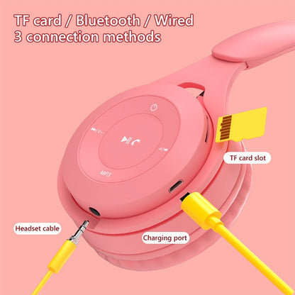 Y08 Hifi Sound Quality Macaron Bluetooth Headset, Supports Calling & TF Card & 3.5mm AUX (Pink) - Headset & Headphone by buy2fix | Online Shopping UK | buy2fix