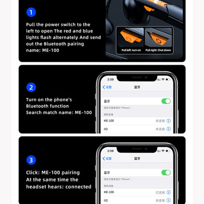 ME-100 TWS Business Rotating Universal True Stereo 5.0 Version Hanging Ear In-Ear Bluetooth Headset(Black+Orange) - Bluetooth Earphone by buy2fix | Online Shopping UK | buy2fix