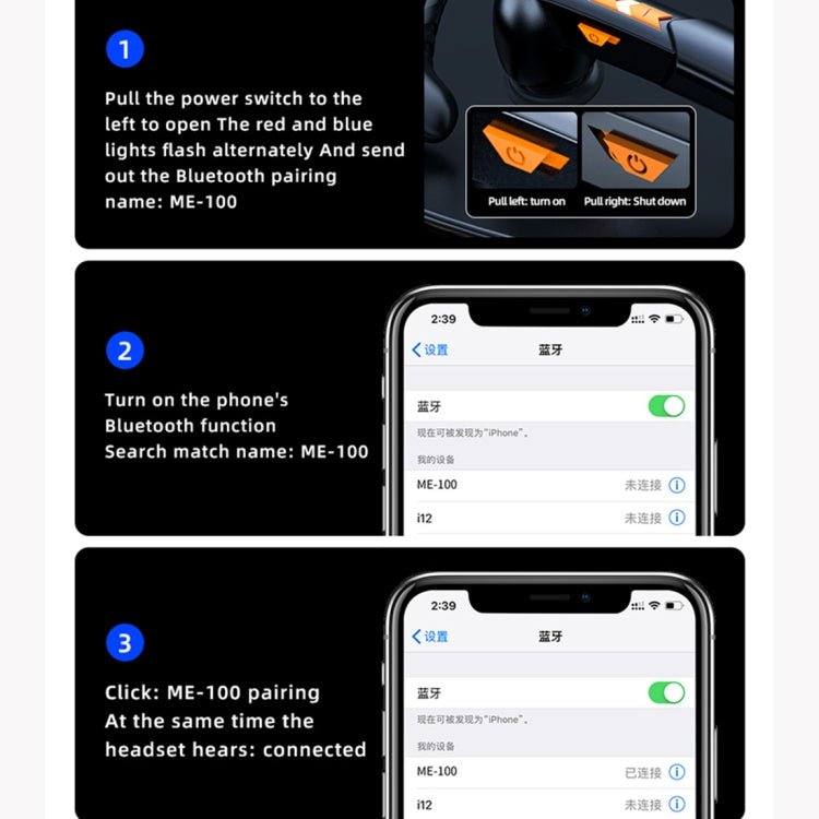 ME-100 TWS Business Rotating Universal True Stereo 5.0 Version Hanging Ear In-Ear Bluetooth Headset(Black Blue) - Bluetooth Earphone by buy2fix | Online Shopping UK | buy2fix