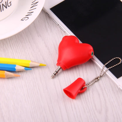 1 Male to 2 Females 3.5mm Jack Plug Multi-function Heart Shaped Earphone Audio Video Splitter Adapter with Key Chain for iPhone, iPad, iPod, Samsung, Xiaomi, HTC and Other 3.5 mm Audio Interface Electronic Digital Products(Red) - Splitter Adapter by buy2fix | Online Shopping UK | buy2fix