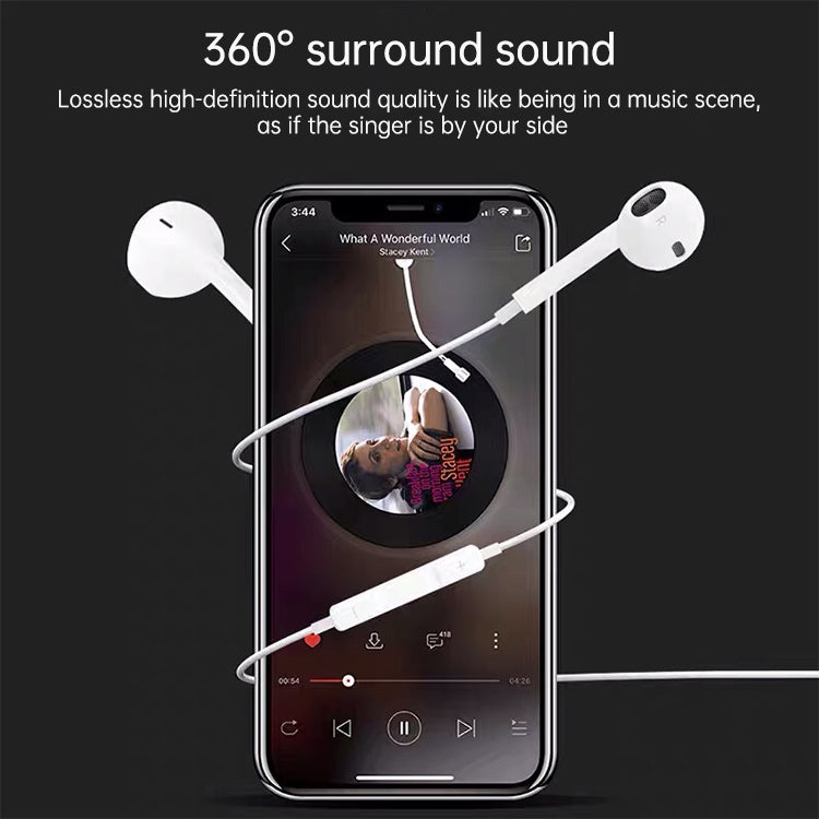 ML715 1.2m 8 Pin Port Wire Control Bluetooth Earphone, Support Music, Calls, Volume Control - In Ear Wired Earphone by buy2fix | Online Shopping UK | buy2fix