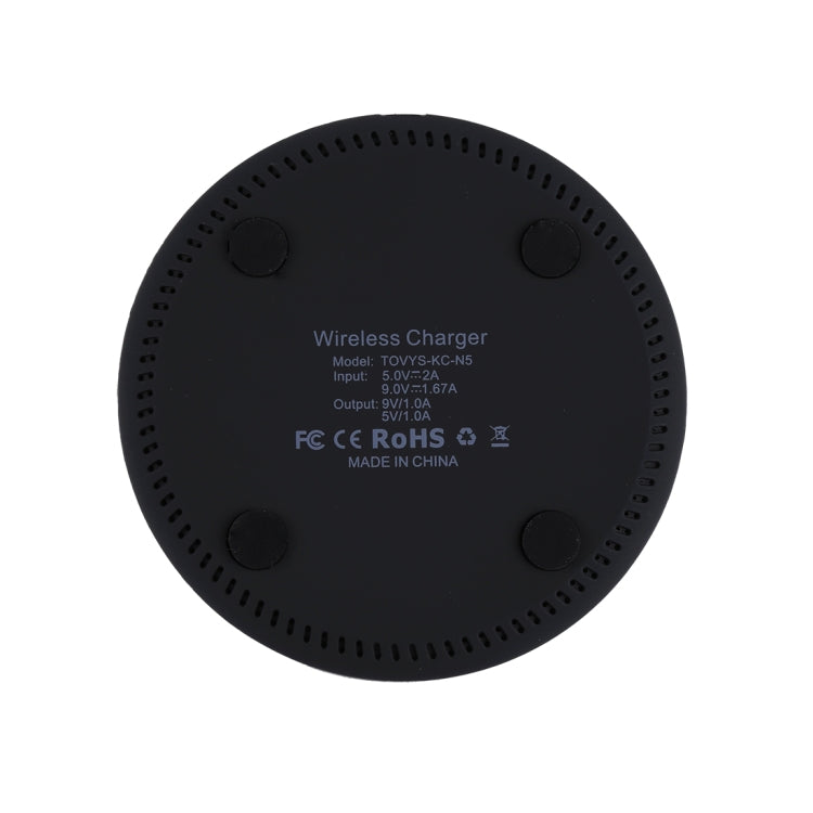 9V 1A / 5V 1A Universal Round Shape Qi Standard Fast Wireless Charger(Black) - Wireless Charger by buy2fix | Online Shopping UK | buy2fix