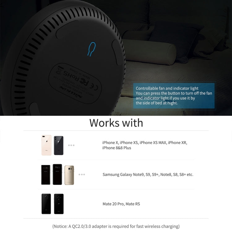 NILLKIN Power Flash Aramid Fiber Qi Standard Wireless Charger Charging Pad (Black) - Apple Accessories by NILLKIN | Online Shopping UK | buy2fix