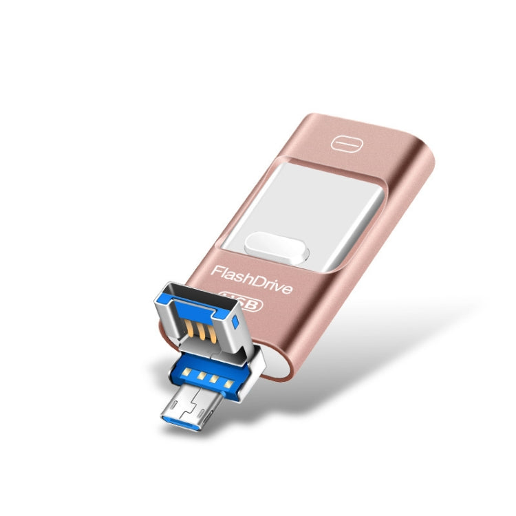 32GB USB 3.0 + 8 Pin + Mirco USB Android iPhone Computer Dual-use Metal Flash Drive (Rose Gold) - U Disk & Card Reader by buy2fix | Online Shopping UK | buy2fix