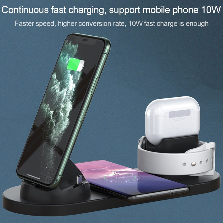 6 in 1 10W Qi Standard Wireless Charger Stand (White) - Apple Accessories by buy2fix | Online Shopping UK | buy2fix