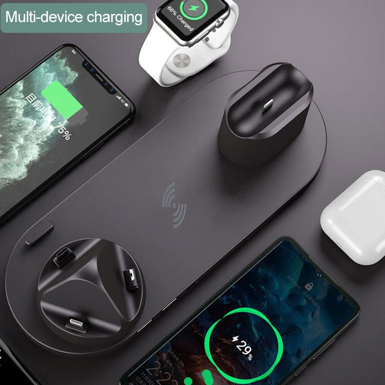 6 in 1 10W Qi Standard Wireless Charger Stand (White) - Apple Accessories by buy2fix | Online Shopping UK | buy2fix