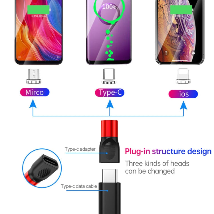 4 in 1 3A 8 Pin & USB-C / Type-C & Micro USB Zinc Alloy Magnetic Charging Head + USB-C / Type-C Magnetic Charging Adapter Set (Red) - Mobile Accessories by buy2fix | Online Shopping UK | buy2fix