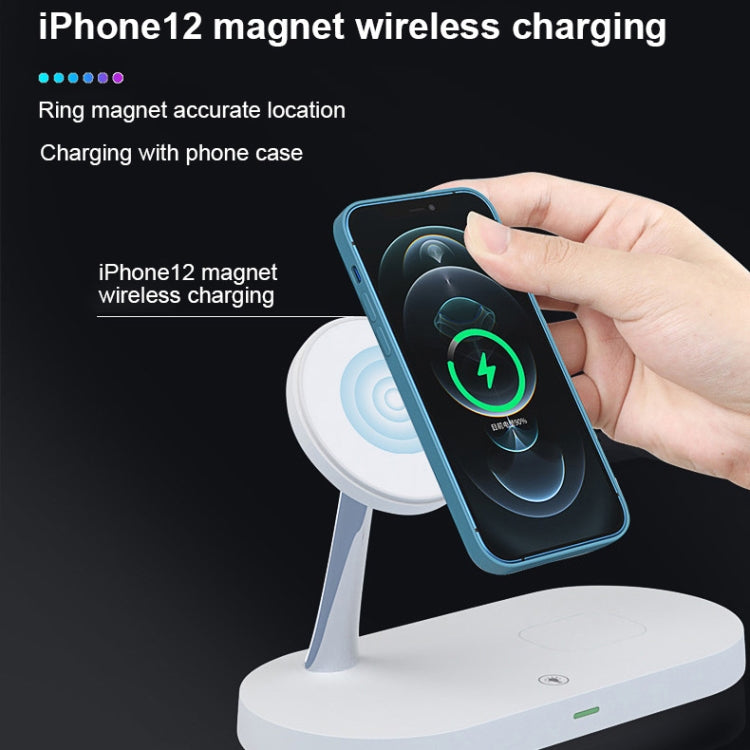 T268 5 in 1 15W Multi-function Magnetic Wireless Charger for iPhone 12 Series & Apple Watchs & AirPods 1 / 2 / Pro, with LED Light (White) - Wireless Charger by buy2fix | Online Shopping UK | buy2fix
