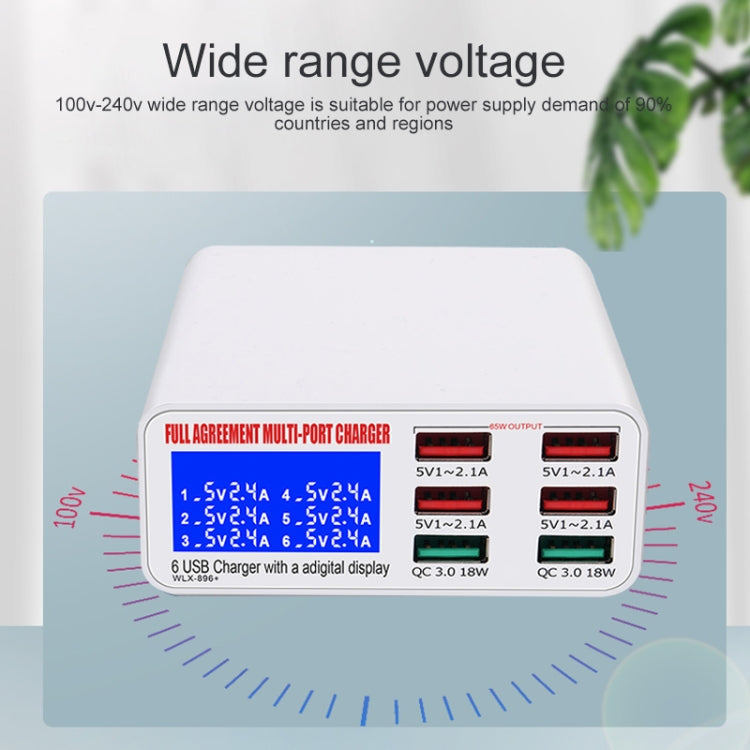 WLX-896+ 6 In 1 Multi-function Smart Digital Display USB Charger(EU Plug) - Multifunction Charger by buy2fix | Online Shopping UK | buy2fix