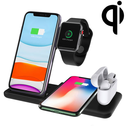 Q20 4 In 1 Wireless Charger Charging Holder Stand Station with Adapter For iPhone / Apple Watch / AirPods, Support Dual Phones Charging (Black) - Apple Accessories by buy2fix | Online Shopping UK | buy2fix