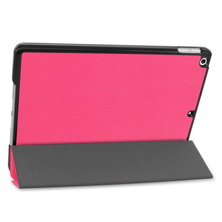 For iPad 10.2 Custer Texture Horizontal Flip Smart PU Leather Case with Sleep / Wake-up Function & Three-folding Holder (Rose Red) - iPad 10.2 Cases by buy2fix | Online Shopping UK | buy2fix