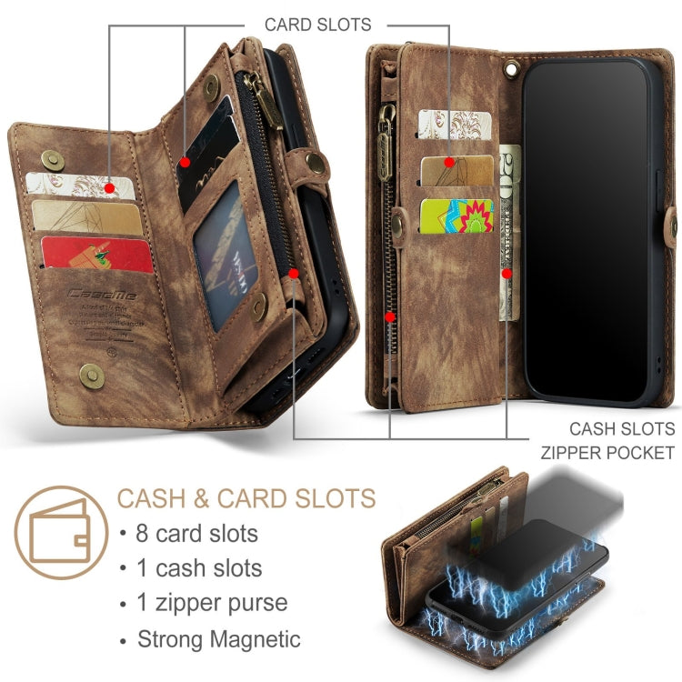 For iPhone XR CaseMe Detachable Multifunctional Horizontal Flip Leather Case with Card Slot & Holder & Zipper Wallet & Photo Frame (Brown) - More iPhone Cases by CaseMe | Online Shopping UK | buy2fix