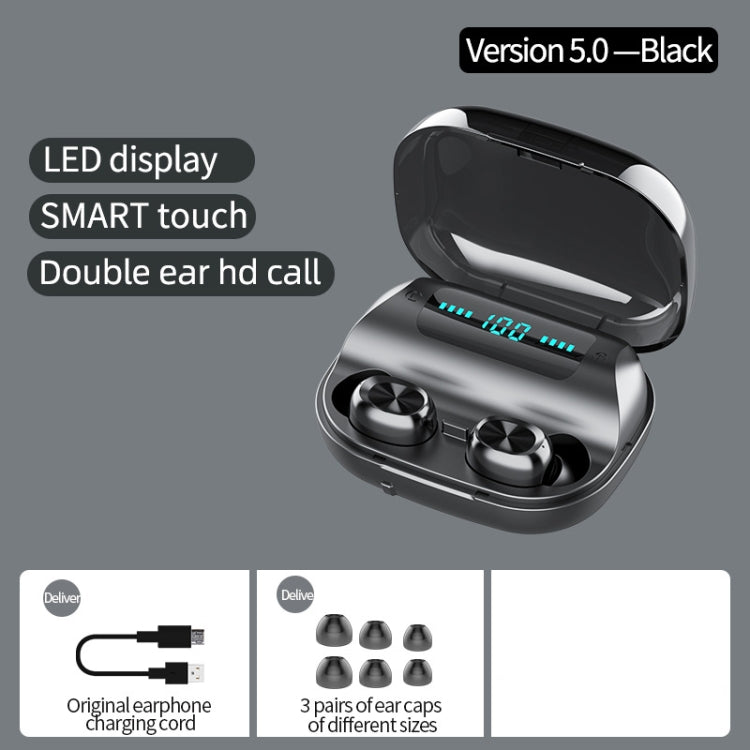 263 TWS CVC8.0 Noise Cancelling Bluetooth Earphone with Charging Box, Support Touch & Three-screen LED Battery Display & Phone Holder & Power Bank & HD Call & Voice Assistant(Black) - TWS Earphone by buy2fix | Online Shopping UK | buy2fix