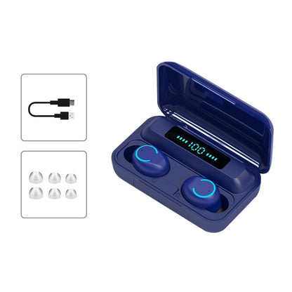 F9-9 TWS CVC8.0 Noise Cancelling Bluetooth Earphone with Charging Box, Support Touch Lighting Effect & Three-screen LED Power Display & Power Bank & Mobile Phone Holder & HD Call & Voice Assistant(Dark Blue) - TWS Earphone by buy2fix | Online Shopping UK | buy2fix