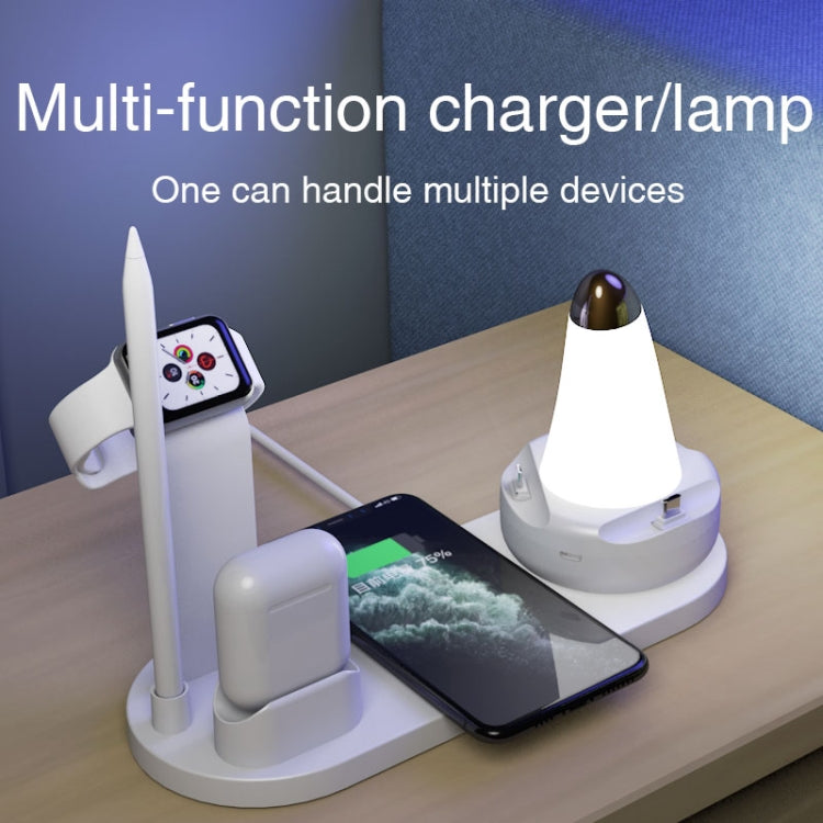 WS7 10W 2 USB Ports + USB-C / Type-C Port Multi-function Desk Lamp + Qi Wireless Charging Charger (White) - Multifunction Charger by buy2fix | Online Shopping UK | buy2fix